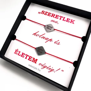 Páros karkötő EGYEDI gravírozott rombusz medállal több színben