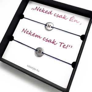 Páros karkötő gravírozható kör medállal több színben