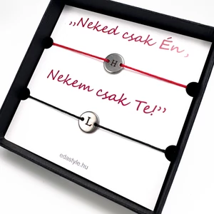 Páros karkötő gravírozható kör medállal Piros-Fekete