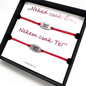 Páros karkötő EGYEDI gravírozott ovál medállal több színben