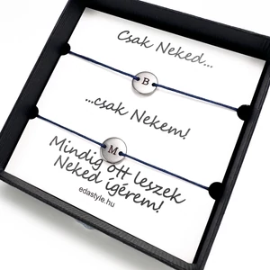 Páros karkötő gravírozható kör medállal több színben