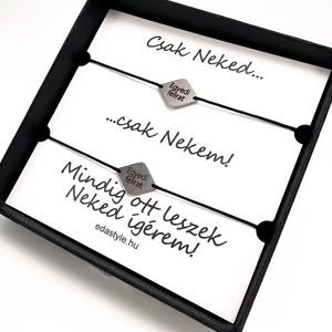 Páros karkötő EGYEDI gravírozott rombusz medállal Fekete