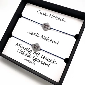 Páros karkötő EGYEDI gravírozott rombusz medállal több színben