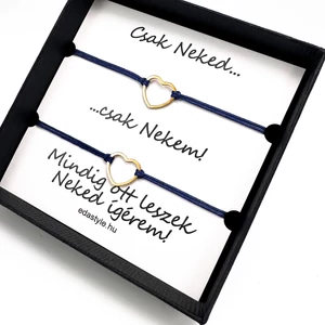 Páros zineg karkötő arany szív medállal Kék