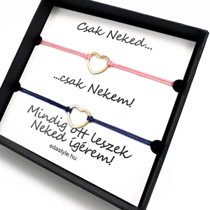 Páros zineg karkötő arany szív medállal Rózsaszín-Kék