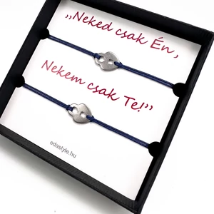 Páros zsineg karkötő lakat medállal Kék