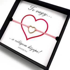 Világom közepe... zsineg karkötő arany szív medállal több színben