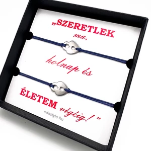 Páros zsineg karkötő lakat medállal Kék