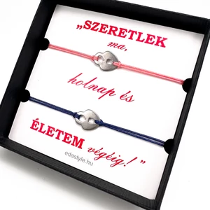 Páros zsineg karkötő lakat medállal Rózsaszín-Kék