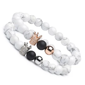 King &amp; Queen Páros Howlit Karkötő - Rose/Silver