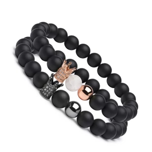 King &amp; Queen Páros Ónix Karkötő - Rose/Gunmeta/Hegyi