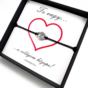 Világom közepe... zsineg karkötő lakat medállal Fekete