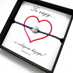 Világom közepe... zsineg karkötő lakat medállal Kék