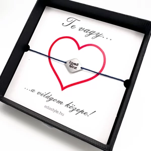 Világom közepe... karkötő gravirozható rombusz medállal Kék