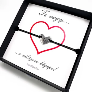 Világom közepe... karkötő gravírozható szív medállal több színben