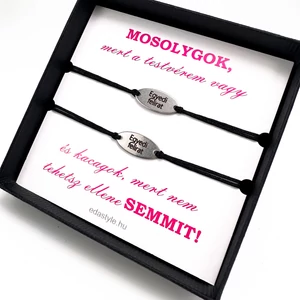 Testvér karkötő EGYEDI gravírozott ovál medállal több színben