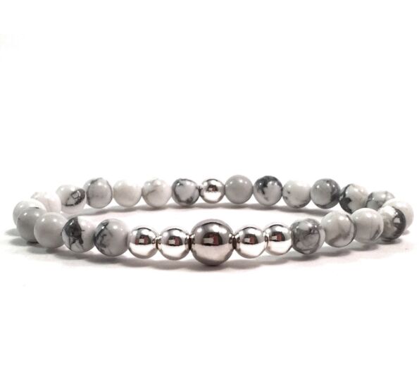 Howlite silver pearl bracelet 