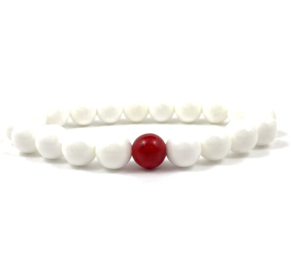 Nacre and corall fleck pearl bracelet