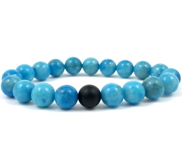  Turquoise and matte onyx fleck pearl bracelet