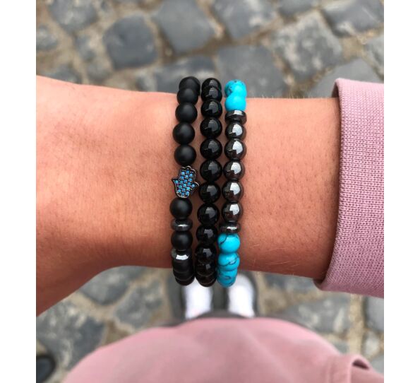 Matte onyx and hematite bracelet 