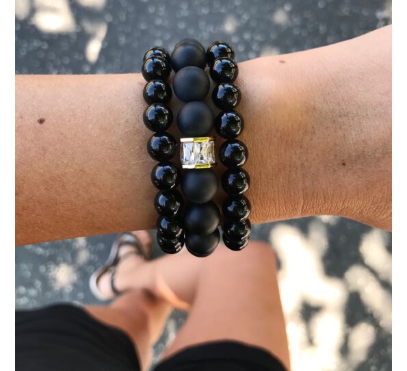Matte onyx gold luxury bracelets