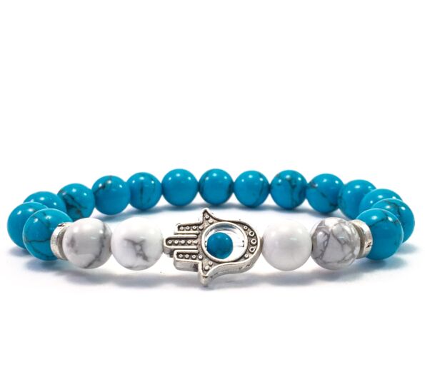 Turquoise and howlite hamsa bracelet 