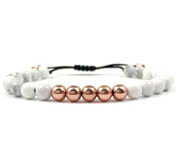 Howlite and rosegold  pearl cord bracelet