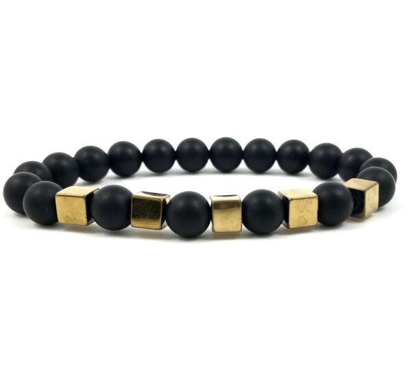 Matte onyx gold cube bracelet
