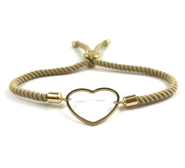 Gold heart brown bracelet