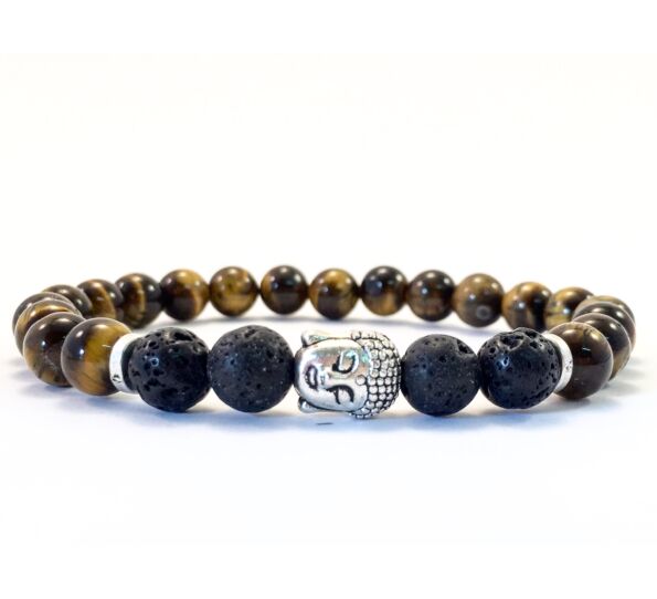 Tigereye and lava buddha bracelet 