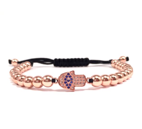 Luxury rose gold hamsa cord bracelet