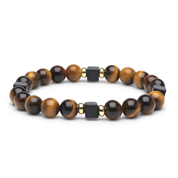 Tigrisszem Karkötő Hematit Kockával