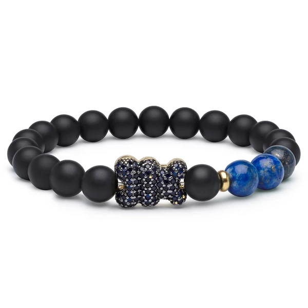 Matt Ónix Lazurit Karkötő Teddy Medállal