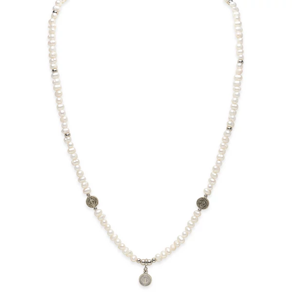 Tenyésztett gyöngy lánc Benedict medállal
