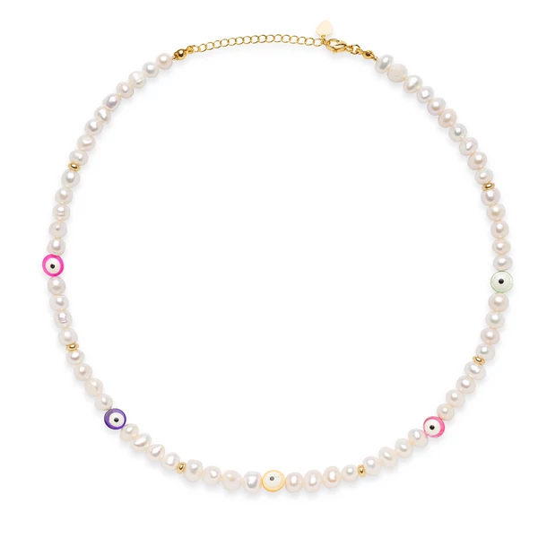 Tenyésztett gyöngy lánc Színes