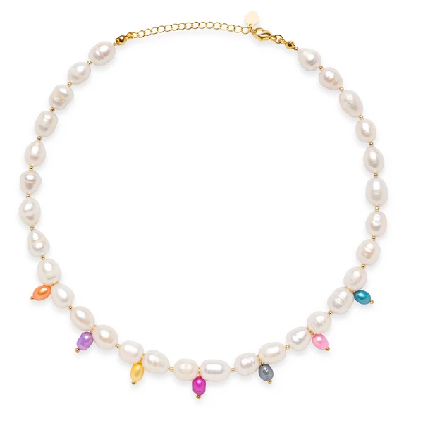 Tenyésztett gyöngy lánc Színes csepp