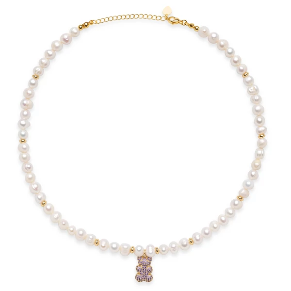 Tenyésztett gyöngy lánc Teddy Lila