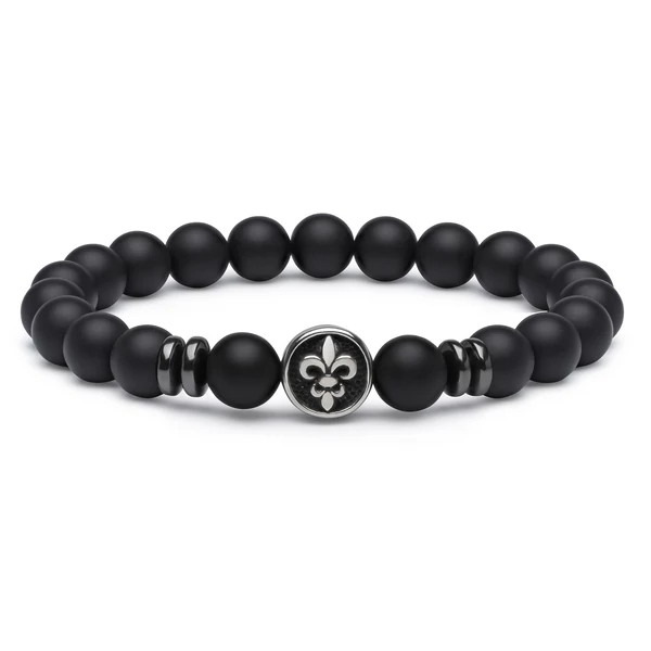 Matt Ónix Hematit Karkötő Ezüst Medállal