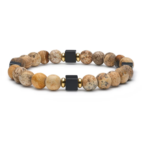 Jáspis Karkötő Hematit Kockával