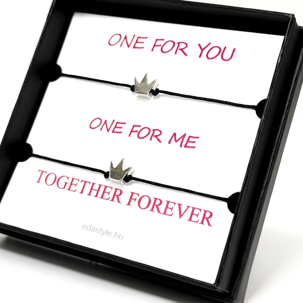 Páros zineg karkötő korona medállal Ezüst