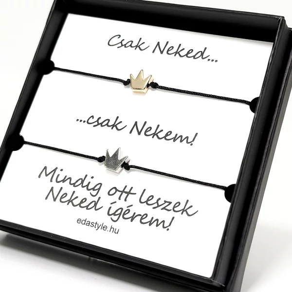 Páros zineg karkötő korona medállal Arany-Ezüst