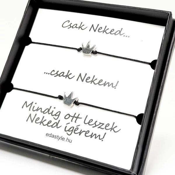 Páros zineg karkötő korona medállal Ezüst