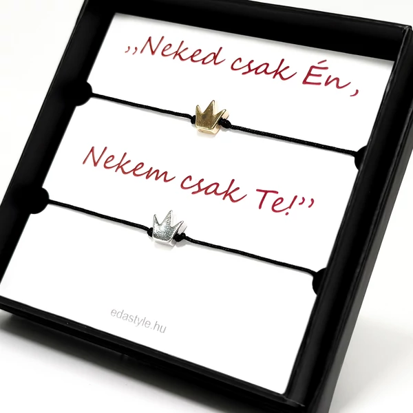 Páros zineg karkötő korona medállal Arany-Ezüst