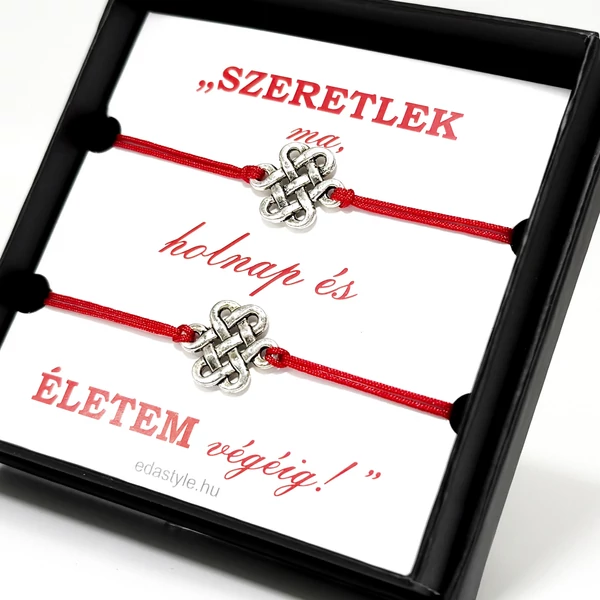 Páros szerencse csomós zineg karkötő Szeretlek ma, holnap...