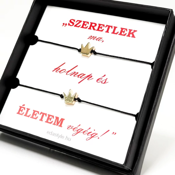 Páros zineg karkötő korona medállal Arany