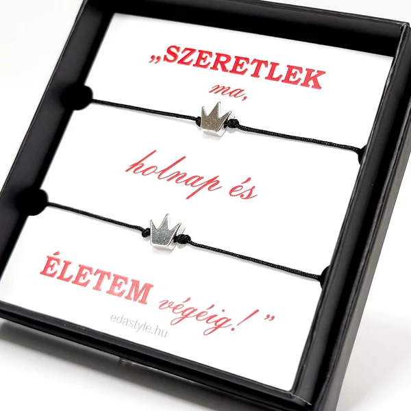 Páros zineg karkötő korona medállal Ezüst