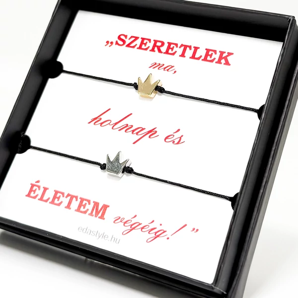Páros zineg karkötő korona medállal Arany-Ezüst