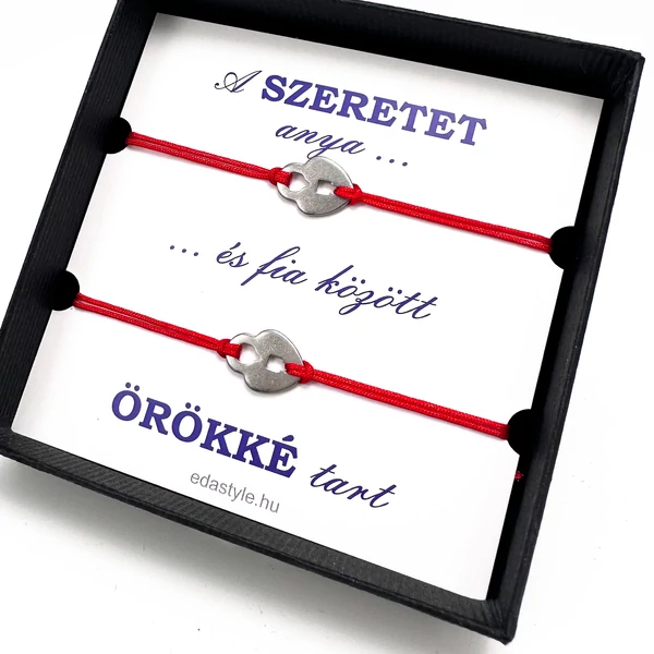 Anya - Fia zsineg karkötő lakat medállal Piros