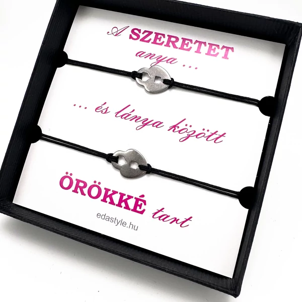 Anya - Lánya zsineg karkötő lakat medállal Fekete