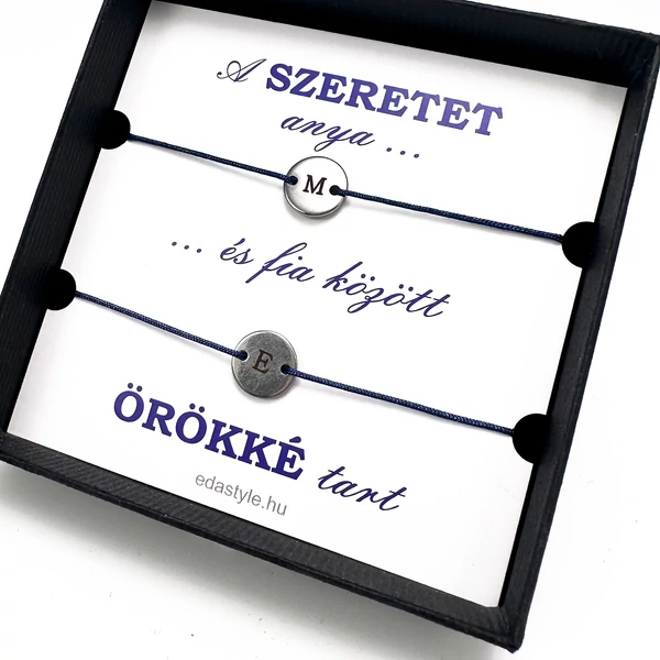 Anya-Fia zsineg karkötő gravírozható kör medállal Kék